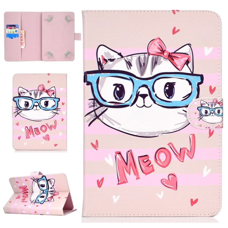 Colored Pattern Drawing Horizontal Flip PU Leather Case with Three-folding Holder & Sleep / Wake-up Function, For 10 inch Tablet PC