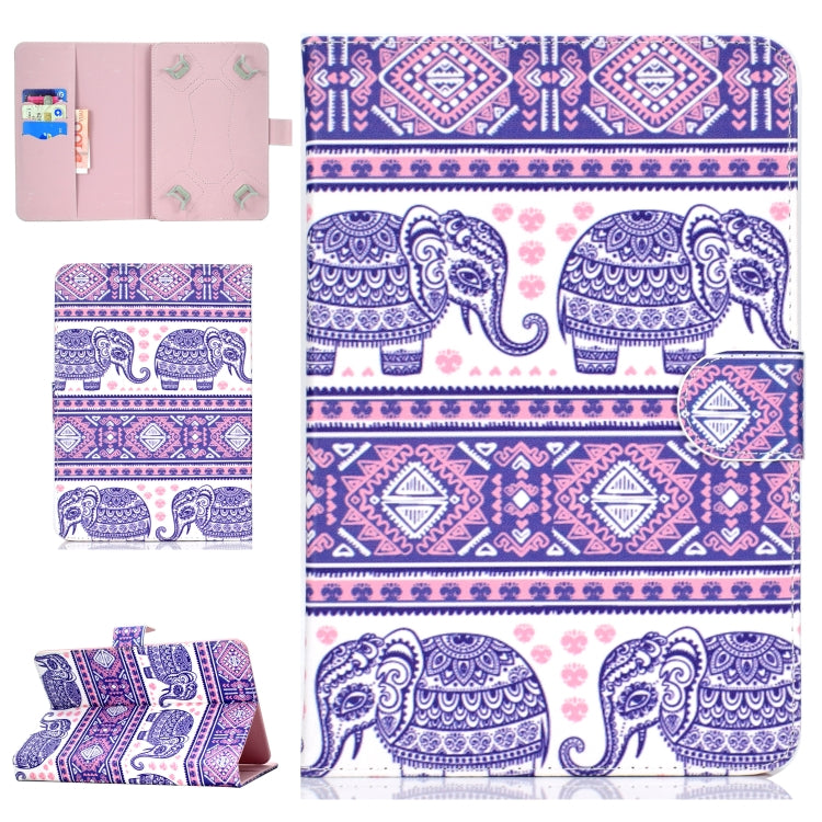 Colored Pattern Drawing Horizontal Flip PU Leather Case with Three-folding Holder & Sleep / Wake-up Function, For 10 inch Tablet PC