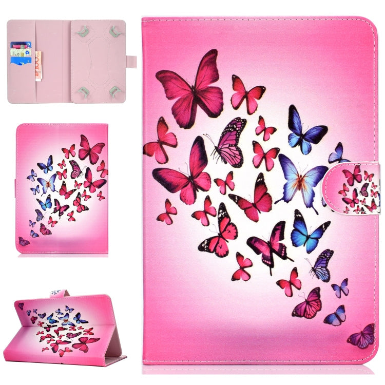 Colored Pattern Drawing Horizontal Flip PU Leather Case with Three-folding Holder & Sleep / Wake-up Function, For 10 inch Tablet PC