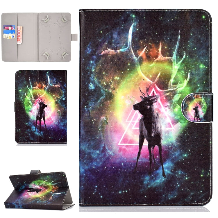 Colored Pattern Drawing Horizontal Flip PU Leather Case with Three-folding Holder & Sleep / Wake-up Function, For 10 inch Tablet PC
