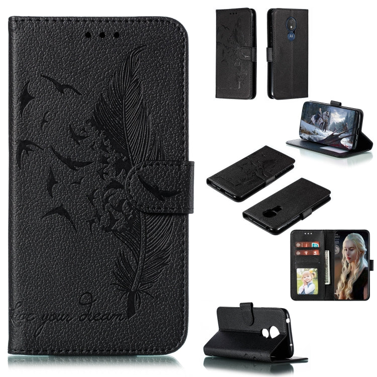 Feather Pattern Litchi Texture Horizontal Flip Leather Case with Wallet & Holder & Card Slots, For Motorola One Pro, For Motorola Moto E6, For Motorola Moto G7 Play, For Motorola Moto G7 Power