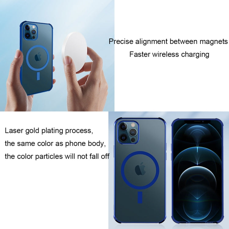 Straight Side Laser Plating Full Coverage Clear TPU Shockproof Magsafe Case, For iPhone 12 Pro Max