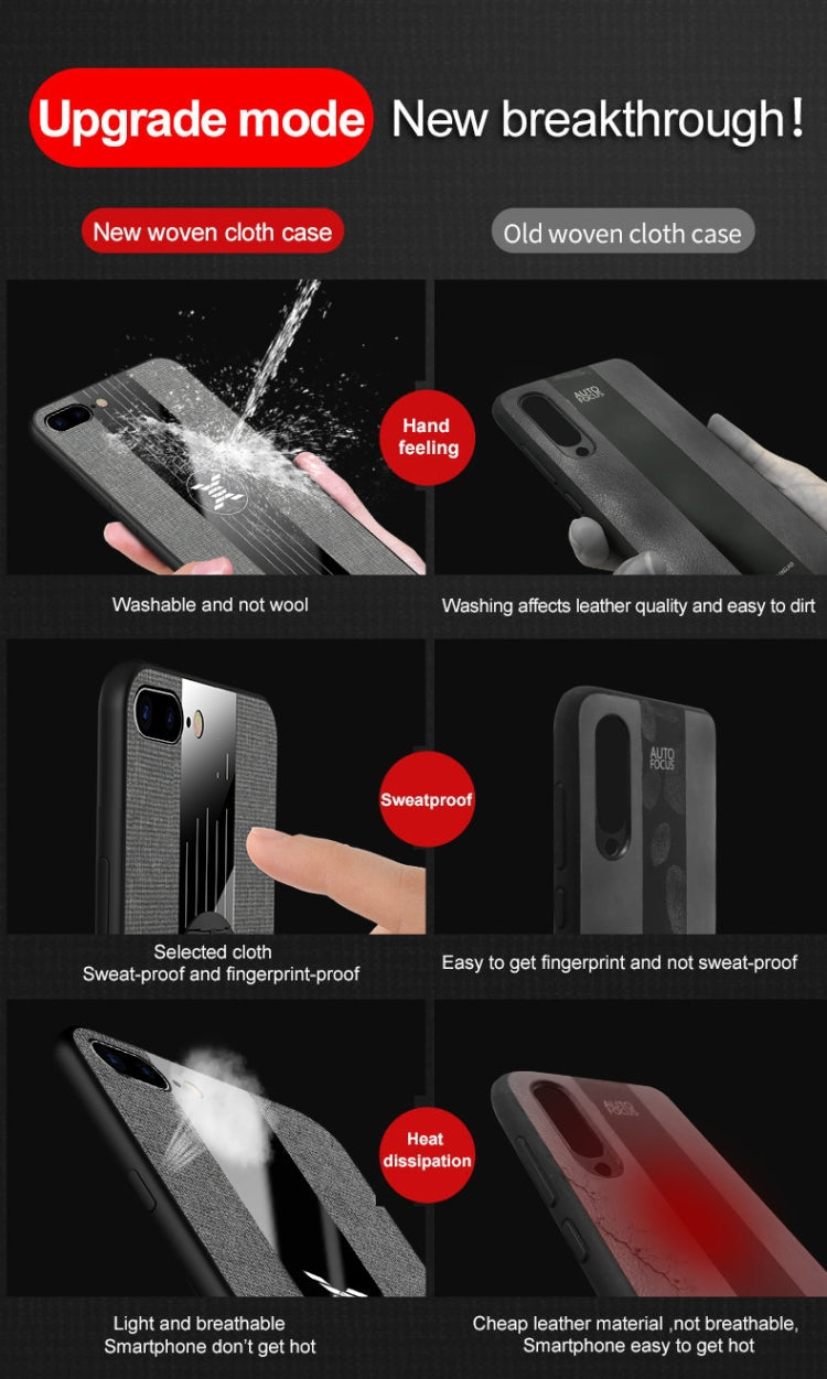 XINLI Stitching Cloth Textue Shockproof TPU Protective Case with Ring Holder, For iPhone 8 / 7, For iPhone 8 Plus / 7 Plus, For iPhone X / XS, For iPhone XR