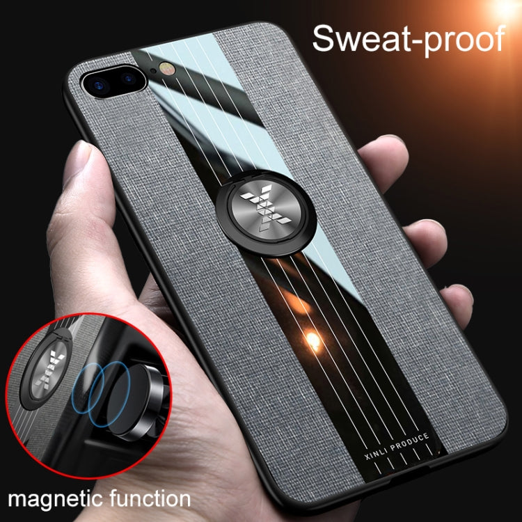 XINLI Stitching Cloth Textue Shockproof TPU Protective Case with Ring Holder, For iPhone 8 / 7, For iPhone 8 Plus / 7 Plus, For iPhone X / XS, For iPhone XR, For iPhone XS Max