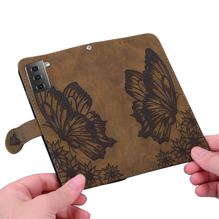 Retro Skin Feel Butterflies Embossing Horizontal Flip Leather Case with Holder & Card Slots & Wallet, For Samsung Galaxy S21+ 5G
