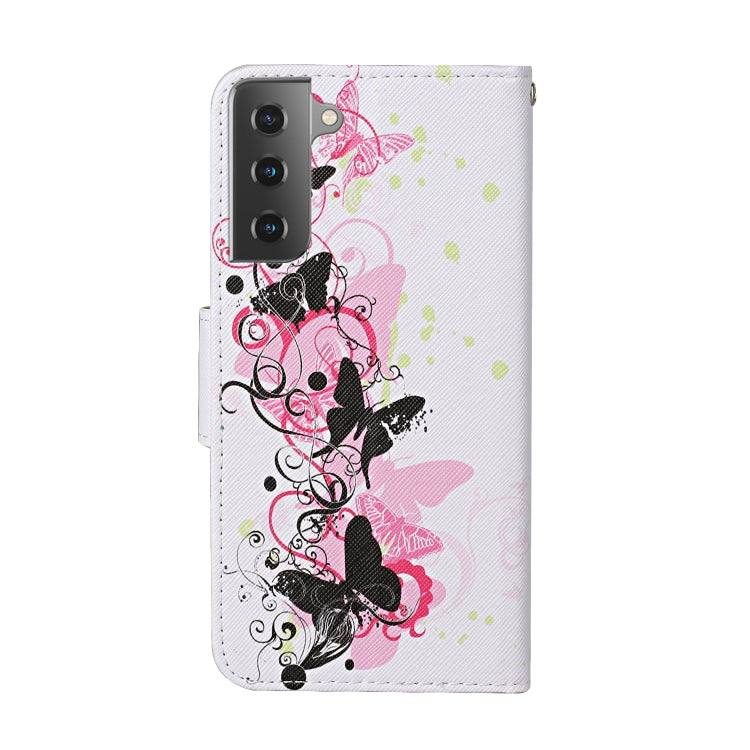 Colored Drawing Pattern Horizontal Flip Leather Case with Holder & Card Slots & Wallet & Lanyard, For Samsung Galaxy S21+ 5G, For Samsung Galaxy S21 Ultra 5G