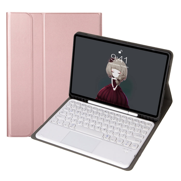 YA098B-A Detachable Lambskin Texture Round Keycap Bluetooth Keyboard Leather Case with Touch Control & Pen Slot & Stand, For iPad Air 5 / 4 10.9 inch 2020 / Pro 11 inch 2020 / 2018, For iPad 10.2 (2020) & (2019) / Air 3 10.5 inch / Pro 10.5 inch       ...