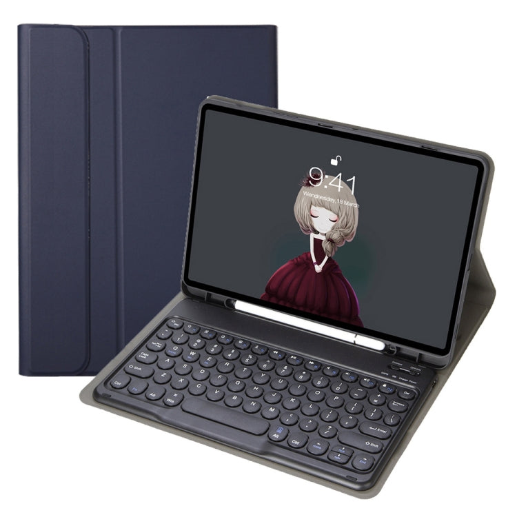YA098B Detachable Lambskin Texture Round Keycap Bluetooth Keyboard Leather Case with Pen Slot & Stand, For iPad Air 5 / 4 10.9 inch 2020 / Pro 11 inch 2020 / 2018, For iPad 10.2 (2020) & (2019) / Air 3 10.5 inch / Pro 10.5 inch                         ...