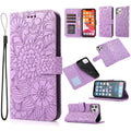 Skin Feel Embossed Sunflower Horizontal Flip Leather Case with Holder & Card Slots & Wallet & Lanyard, For iPhone 12, For iPhone 12 Mini, For iPhone 12 Pro, For iPhone 12 Pro Max