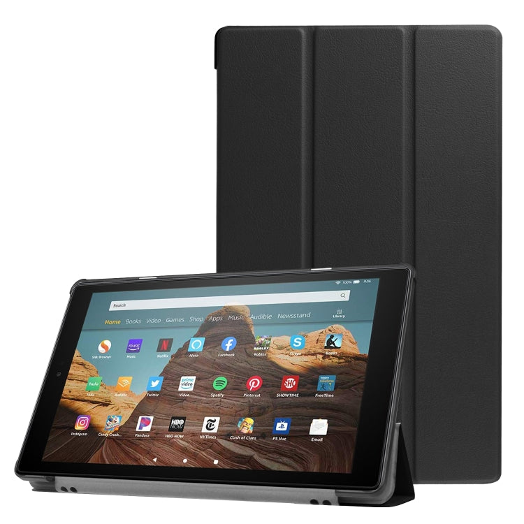 For Amazon Kindle Fire HD 10 2017 / 2019Custer Texture Horizontal Flip Leather Case with Three-folding Holder & Sleep / Wake-up Function, For Amazon Kindle Fire HD 10