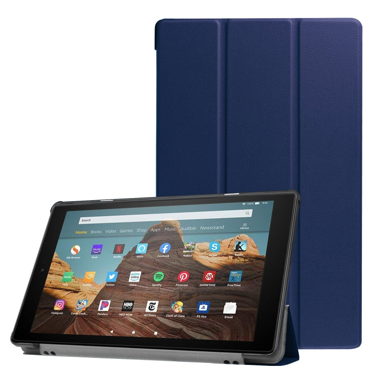 For Amazon Kindle Fire HD 10 2017 / 2019Custer Texture Horizontal Flip Leather Case with Three-folding Holder & Sleep / Wake-up Function, For Amazon Kindle Fire HD 10