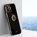 XINLI Straight Edge 6D Electroplate TPU Phone Case with Ring Holder, For iPhone 12 Pro, For iPhone 12 Pro Max, For iPhone X