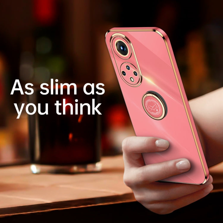 XINLI Straight Edge 6D Electroplate TPU Phone Case with Ring Holder, For Honor 50 Pro