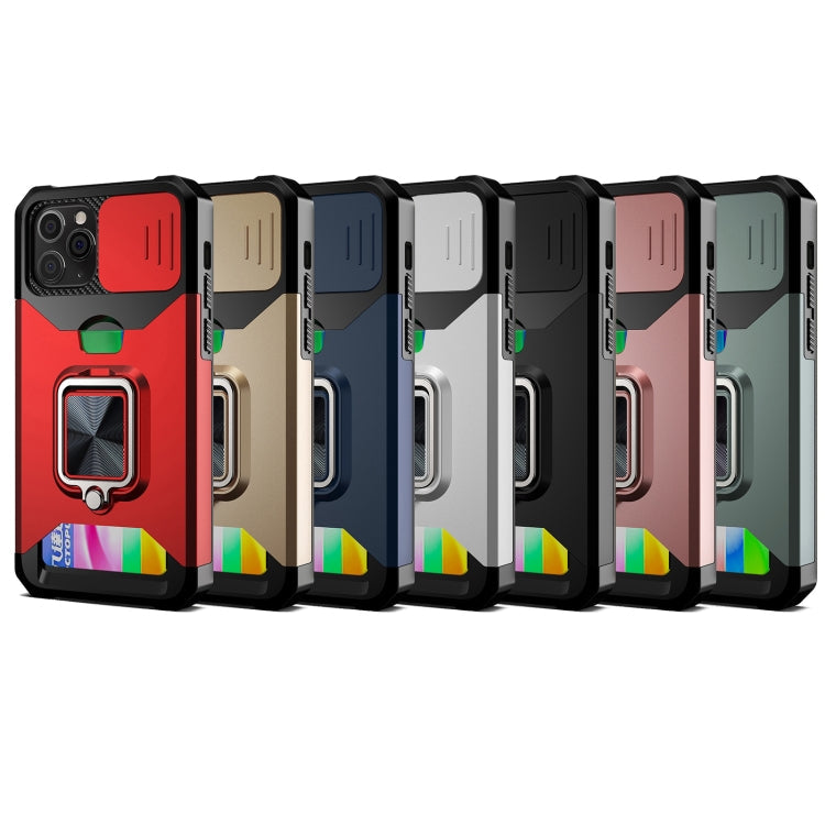 Sliding Camera Cover Design PC + TPU Shockproof Case with Ring Holder & Card Slot, For iPhone 11 Pro Max, For iPhone 12 / 12 Pro, For iPhone 12 Pro Max