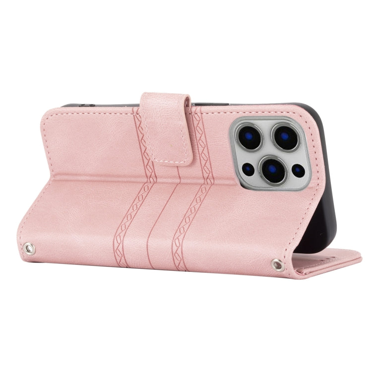 Embossed Striped Magnetic Buckle PU + TPU Horizontal Flip Leather Case with Holder & Card Slot & Wallet & Photo Frame & Sling, For iPhone 12 Pro, For iPhone 12 Pro Max, For iPhone 11, For iPhone 11 Pro
