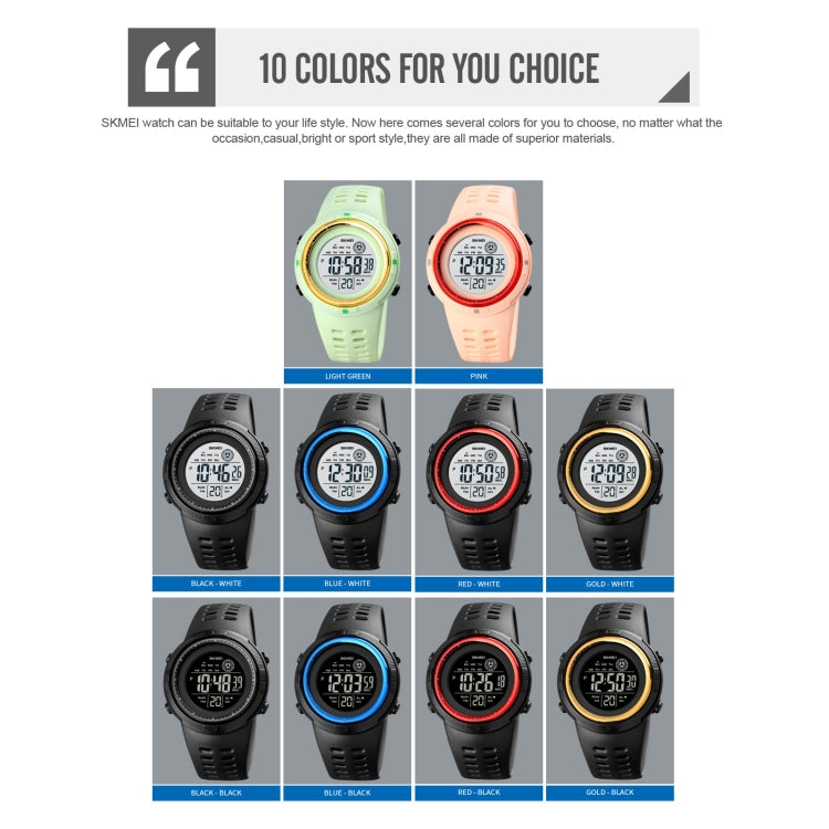 SKMEI 1773 Triplicate Round LED Dual Time Digital Display Colorful Backlight Electronic Watch