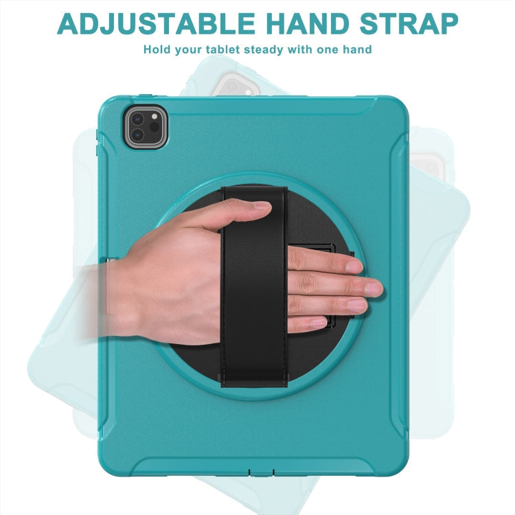 360 Rotation PC + TPU ablet Case with Holder & Strap For iPad Air 2020 / 2022 10.9 / Pro 11 2022 / 2021 / 2020 / 2018(Blue)