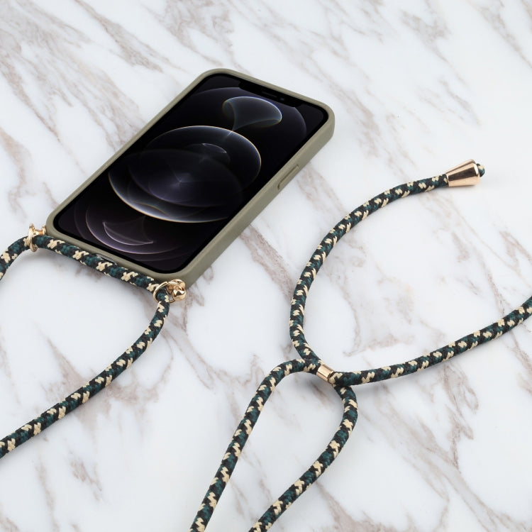 Wheat Straw Material + TPU Shockproof Case with Neck Lanyard, For iPhone 13 mini, For iPhone 13, For iPhone 13 Pro