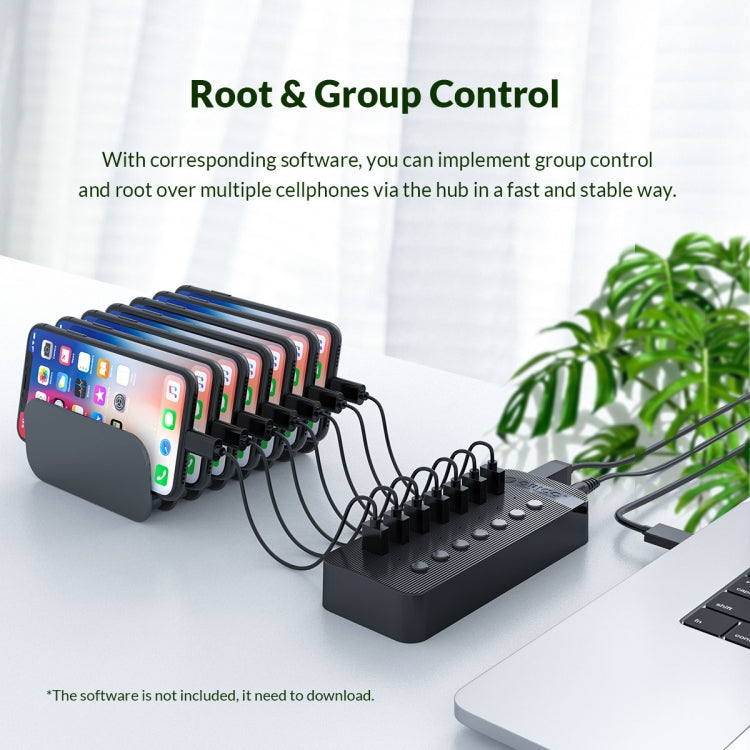 ORICO CT2U3-10AB-WH 10 In 1 Plastic Stripes Multi-Port USB HUB with Individual Switches,, CT2U3-10AB-BK EU Plug, CT2U3-10AB-WH EU Plug, CT2U3-10AB-BK AU Plug, CT2U3-10AB-WH AU Plug, CT2U3-10AB-BK UK Plug, CT2U3-10AB-WH UK Plug