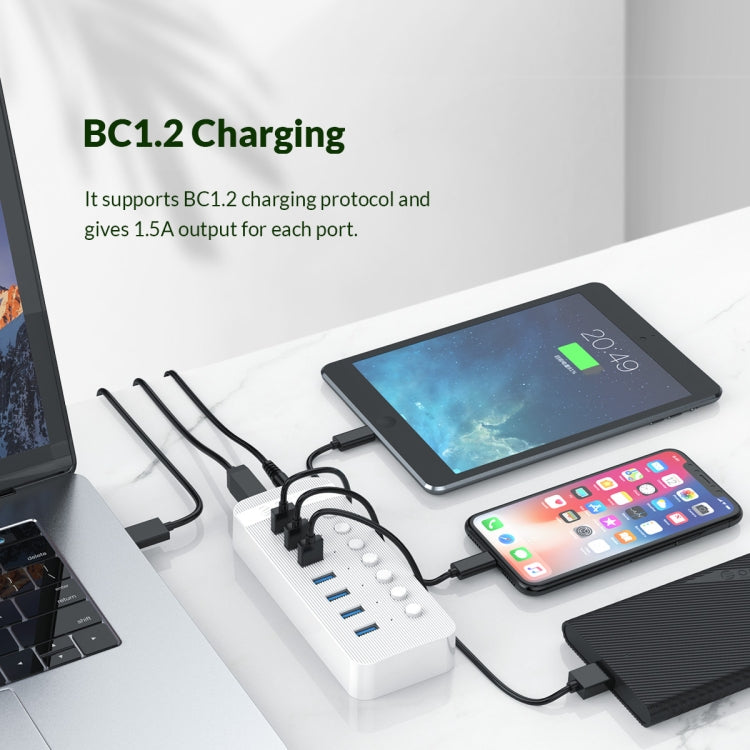 ORICO CT2U3-10AB-WH 10 In 1 Plastic Stripes Multi-Port USB HUB with Individual Switches,, CT2U3-10AB-BK EU Plug, CT2U3-10AB-WH EU Plug, CT2U3-10AB-BK AU Plug, CT2U3-10AB-WH AU Plug, CT2U3-10AB-BK UK Plug, CT2U3-10AB-WH UK Plug