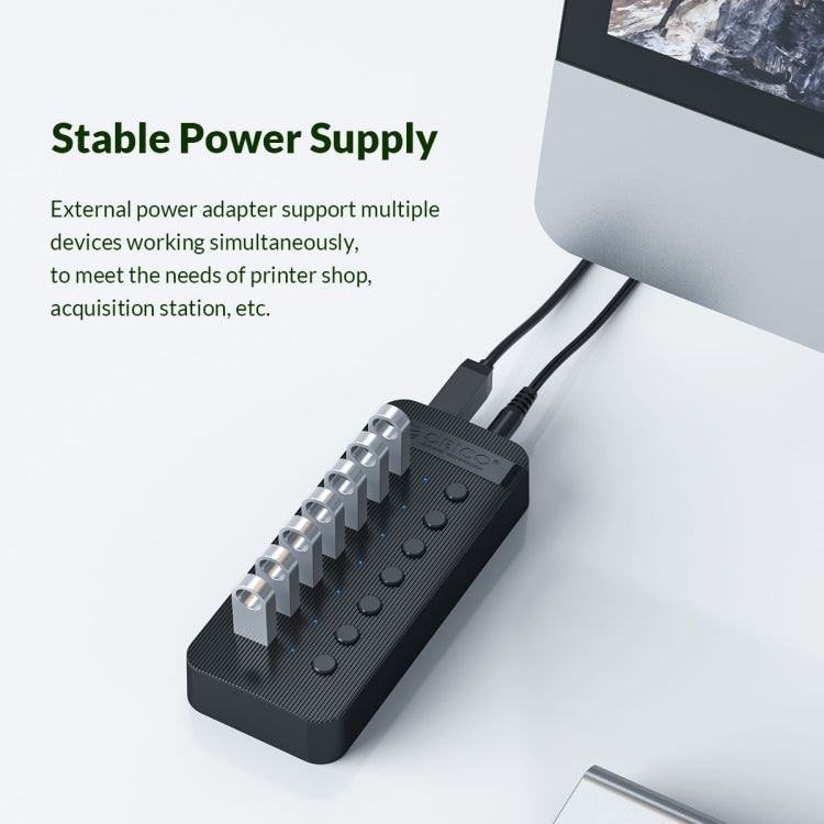 ORICO CT2U3-10AB-WH 10 In 1 Plastic Stripes Multi-Port USB HUB with Individual Switches,, CT2U3-10AB-BK EU Plug, CT2U3-10AB-WH EU Plug, CT2U3-10AB-BK AU Plug, CT2U3-10AB-WH AU Plug, CT2U3-10AB-BK UK Plug, CT2U3-10AB-WH UK Plug
