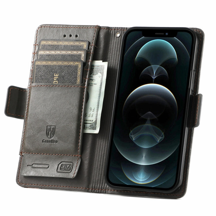 CaseNeo Business Splicing Dual Magnetic Buckle Horizontal Flip PU Leather Case with Holder & Card Slots & Wallet, For iPhone 13 Mini