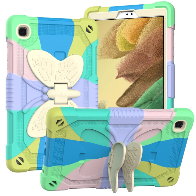 Beige PC + Silicone Anti-drop Protective Case with Butterfly Shape Holder & Pen Slot, For Samsung Galaxy Tab A7 Lite 8.7 SM-T220 / SM-T225