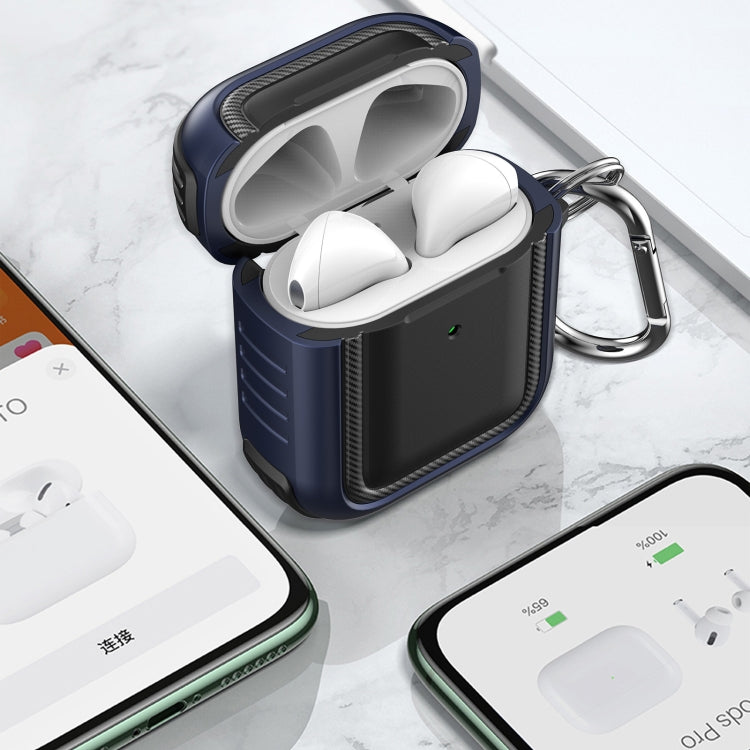 Wireless Earphones Shockproof TPU + PC Protective Case with Carabiner, For AirPods 1 / 2