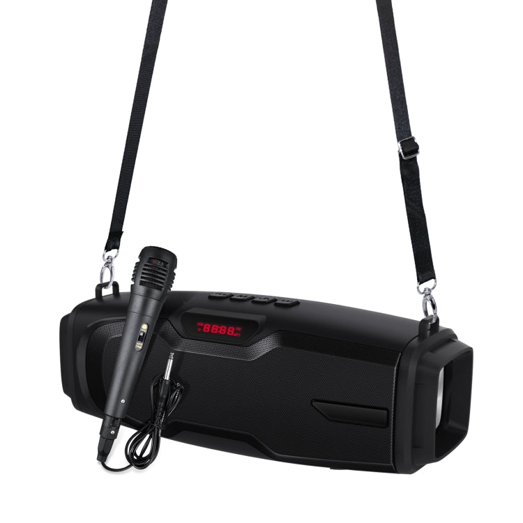 New Rixing NR-6012M Bluetooth 5.0 Portable Outdoor Karaoke Wireless Bluetooth Speaker with Microphone & Shoulder Strap, NR-6012M(Black), NR-6012M(Red), NR-6012M(Blue), NR-6012M(Green)
