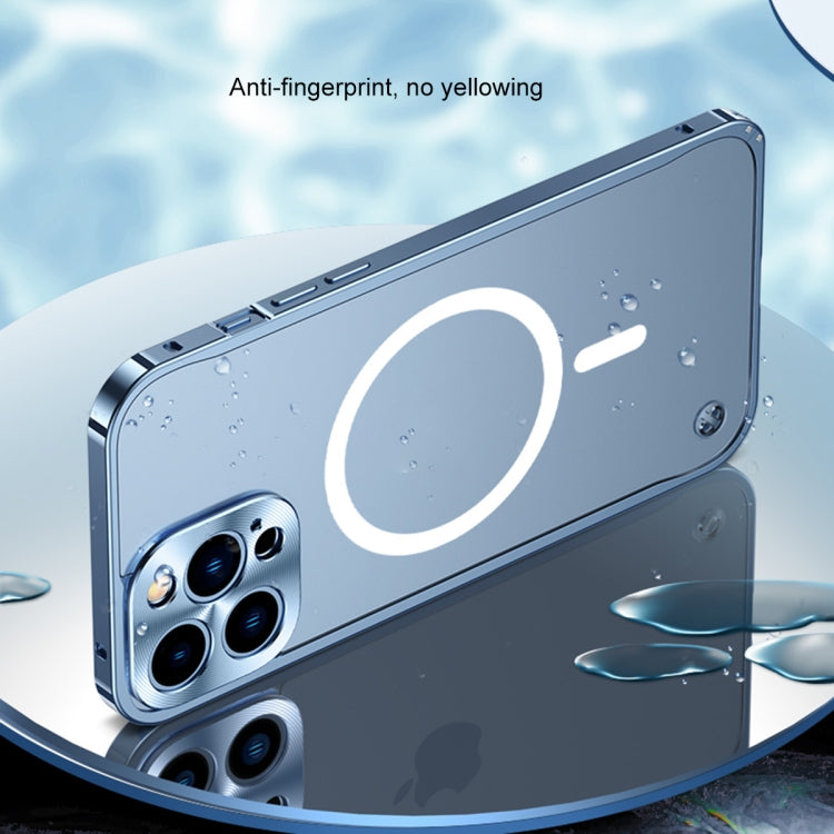 For iPhone 13 Pro Metal Frame Frosted PC Shockproof Magsafe Case (Silver)