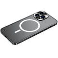 For iPhone 13 Pro Max Metal Frame Frosted PC Shockproof Magsafe Case (Black)