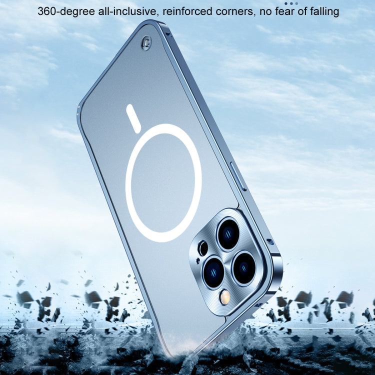 For iPhone 13 Pro Max Metal Frame Frosted PC Shockproof Magsafe Case (Black)