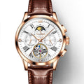 OLEVS 9912 Hollow Flywheel Week Calendar Dial Luminous Mechanical Watch for Men