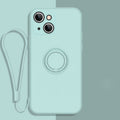 All-inclusive Liquid Silicone Phone Protective Case with Ring Holder & Lanyard, For iPhone 13