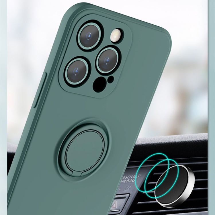 All-inclusive Liquid Silicone Phone Protective Case with Ring Holder & Lanyard, For iPhone 13 Pro