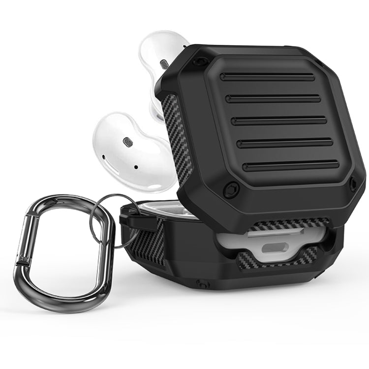 For Samsung Galaxy Buds Live / Buds 2 / Buds Pro / Buds 2 Pro Shockproof Carbon Fiber Luggage Earphone Protective Case with Hook(Red)