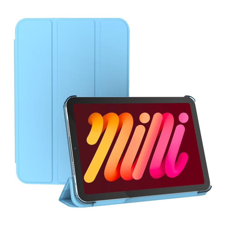 Double-sided Matte Translucent PC Tablet Leather Case with 3-folding Holder & Sleep / Wake-up Function, For iPad mini 2024 / mini 6