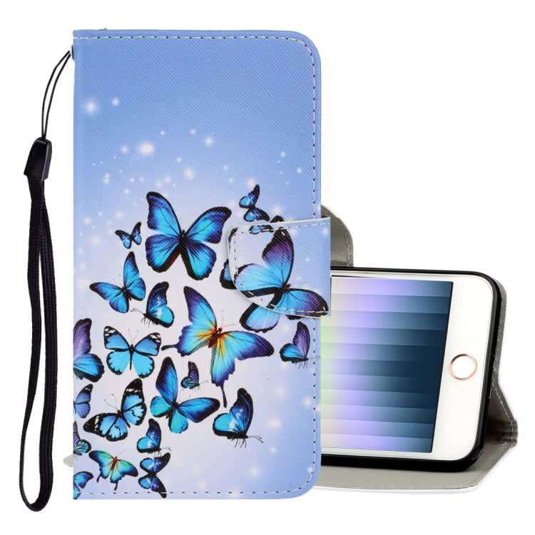 3D Colored Drawing Horizontal Flip PU Leather Case with Holder & Card Slots & Wallet, For iPhone SE 2022 / SE 2020 / 8 / 7