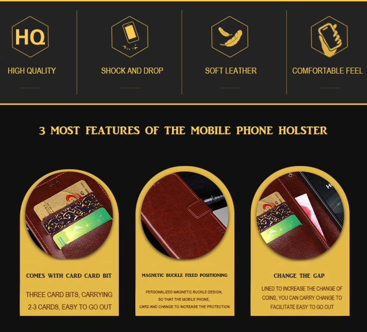 idewei Crazy Horse Texture Horizontal Flip Leather Phone Case with Holder & Card Slots & Wallet, For ZTE Blade V30 Vita, For Huawei Honor X30i