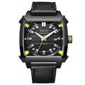 BAOGELA 6763G Square Dial Leather Strap Clock Calendar Mechanical Watch For Men