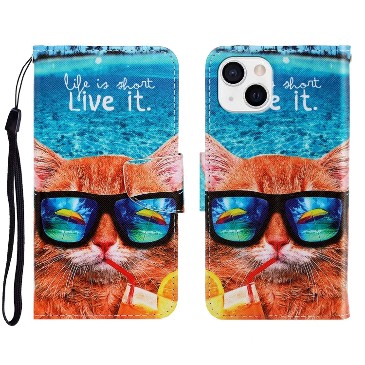 3D Colored Drawing Horizontal Flip Leather Phone Case, For iPhone 13 mini