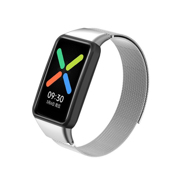 For OPPO Watch Free NFC Milan Magnetic Metal Watch Band(Silver)