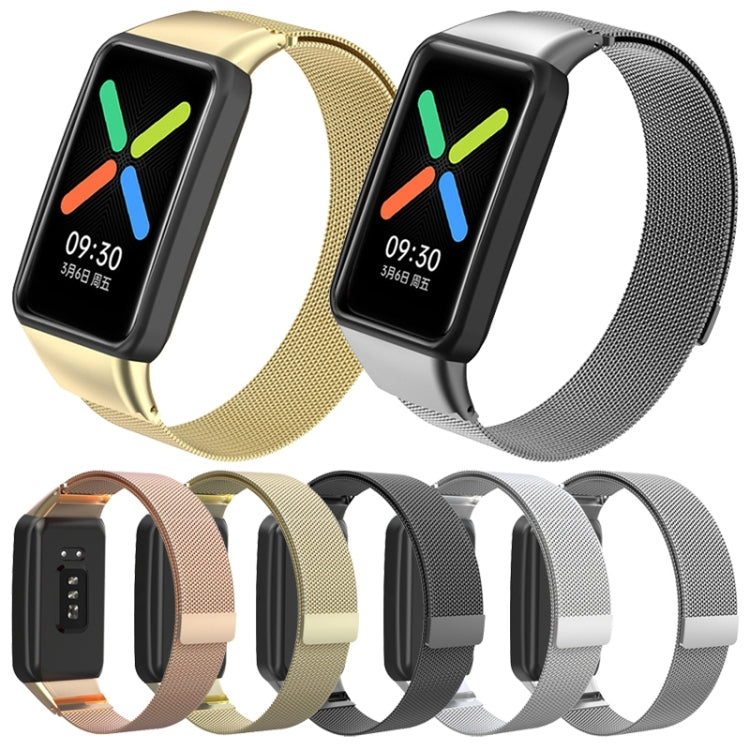 For OPPO Watch Free NFC Milan Magnetic Metal Watch Band(Silver)