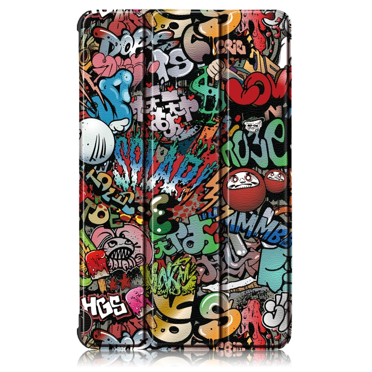 For Lenovo Tab M8 Coloured Drawing Pattern Horizontal Deformation Flip Leather Case with Three-folding Holder, Graffiti, Apricot Flower, Butterfly, Galaxy, Big Eye
