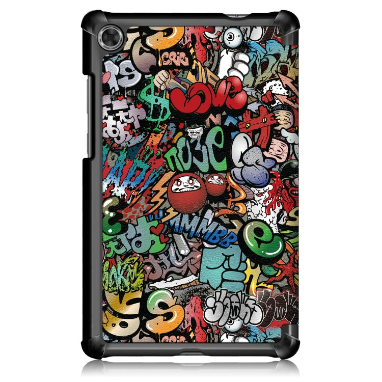 For Lenovo Tab M8 Coloured Drawing Pattern Horizontal Deformation Flip Leather Case with Three-folding Holder, Graffiti, Apricot Flower, Butterfly, Galaxy, Big Eye