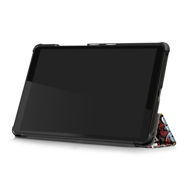 For Lenovo Tab M8 Coloured Drawing Pattern Horizontal Deformation Flip Leather Case with Three-folding Holder, Graffiti, Apricot Flower, Butterfly, Galaxy, Big Eye