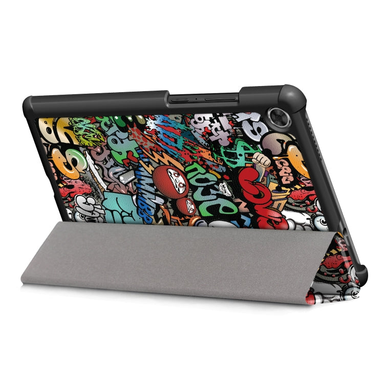 For Lenovo Tab M8 Coloured Drawing Pattern Horizontal Deformation Flip Leather Case with Three-folding Holder, Graffiti, Apricot Flower, Butterfly, Galaxy, Big Eye