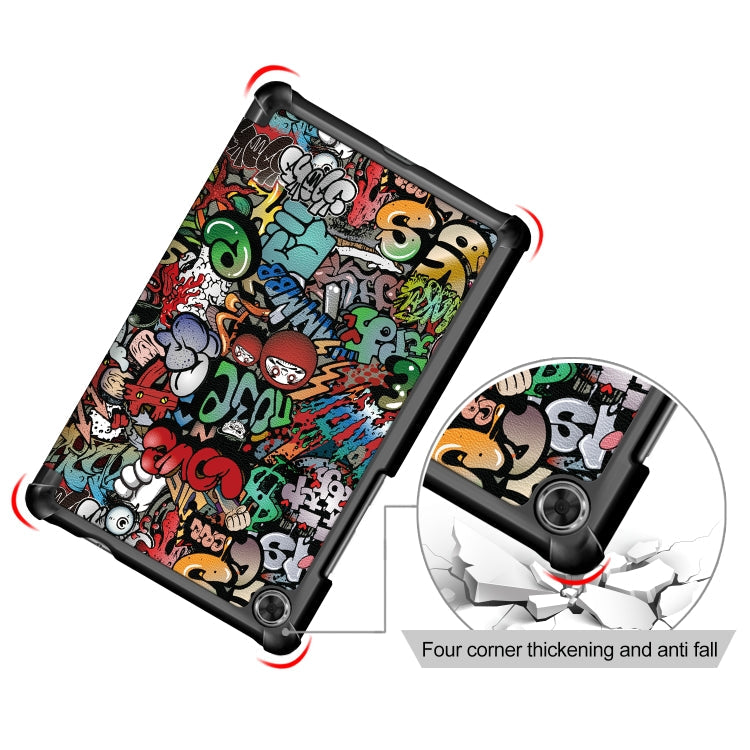 For Lenovo Tab M8 Coloured Drawing Pattern Horizontal Deformation Flip Leather Case with Three-folding Holder, Graffiti, Apricot Flower, Butterfly, Galaxy, Big Eye