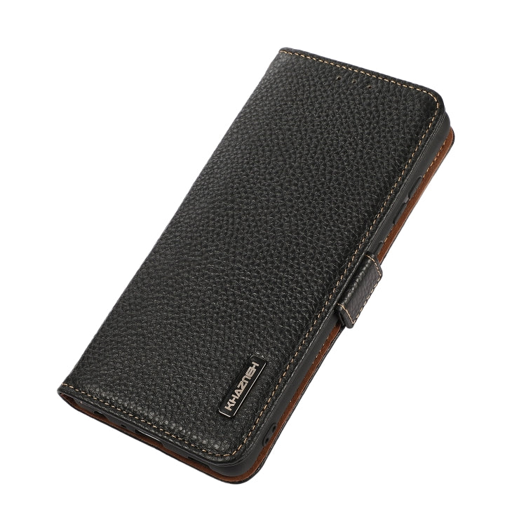 KHAZNEH Side-Magnetic Litchi Genuine Leather RFID Phone Case, For Samsung Galaxy A02s EU Version, For Samsung Galaxy A02s Global Version, For Samsung Galaxy A03s 166mm Version, For Samsung Galaxy A12 5G, For Samsung Galaxy A22 4G...