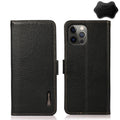 KHAZNEH Side-Magnetic Litchi Genuine Leather RFID Case, For iPhone 12 Pro Max, For iPhone 11, For iPhone 11 Pro, For iPhone 11 Pro Max